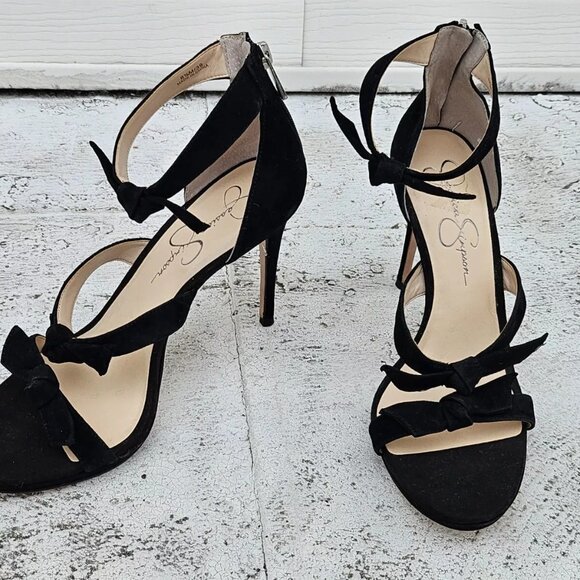Jessica Simpson Women Heel Pump Sandal Black Suede Upper JS Kaycie Size 8.5M 39 - Picture 2 of 13